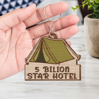 Keys To The Camper Vintage Trailer - Funny, Loving Gifts For Couples, Husband, Wife, Camping Lovers - Personalized Wooden Keychain