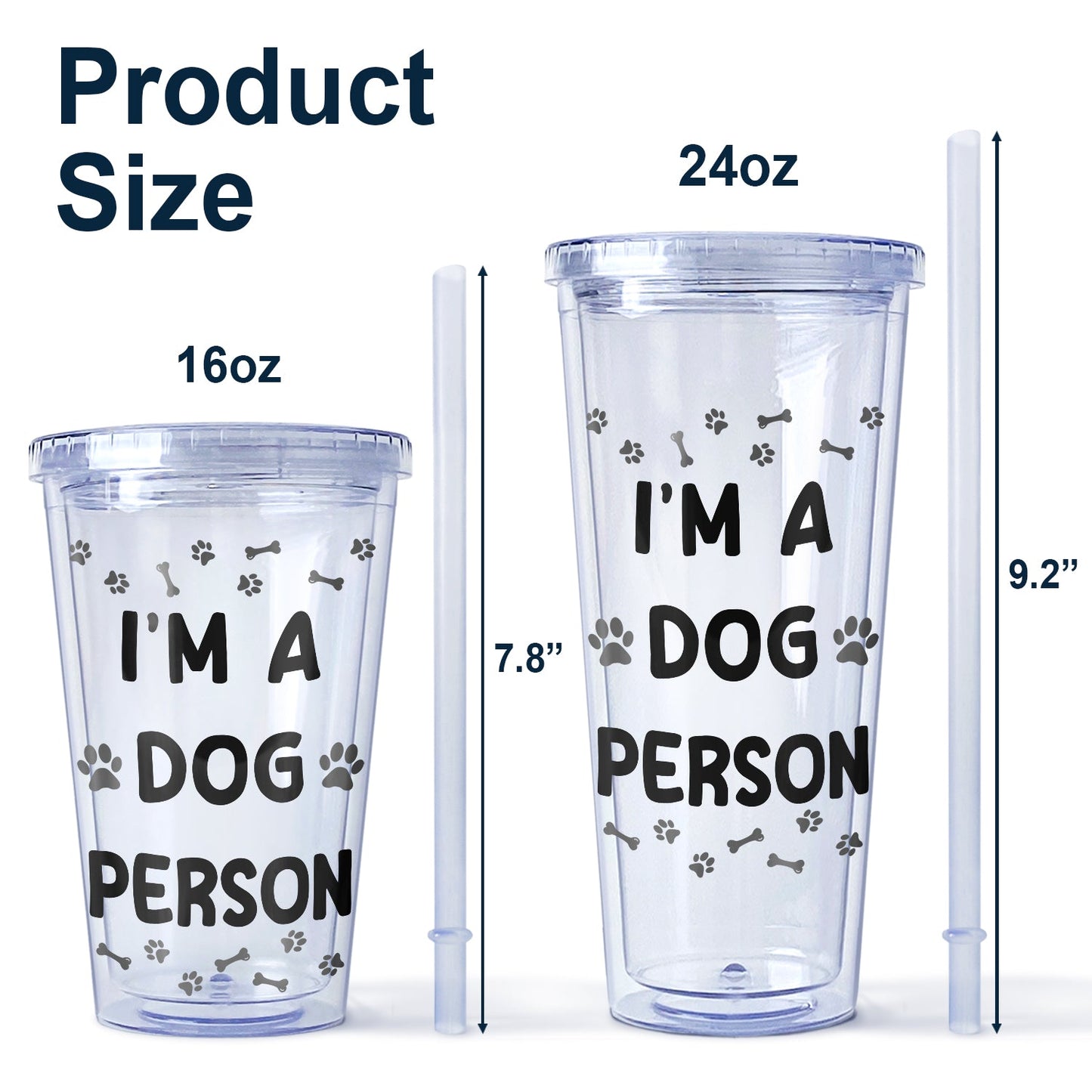 I'm A Dog Person - Birthday, Travel Gift For Dog Lovers, Pet Owners - Personalized Acrylic Insulated Tumbler With Straw