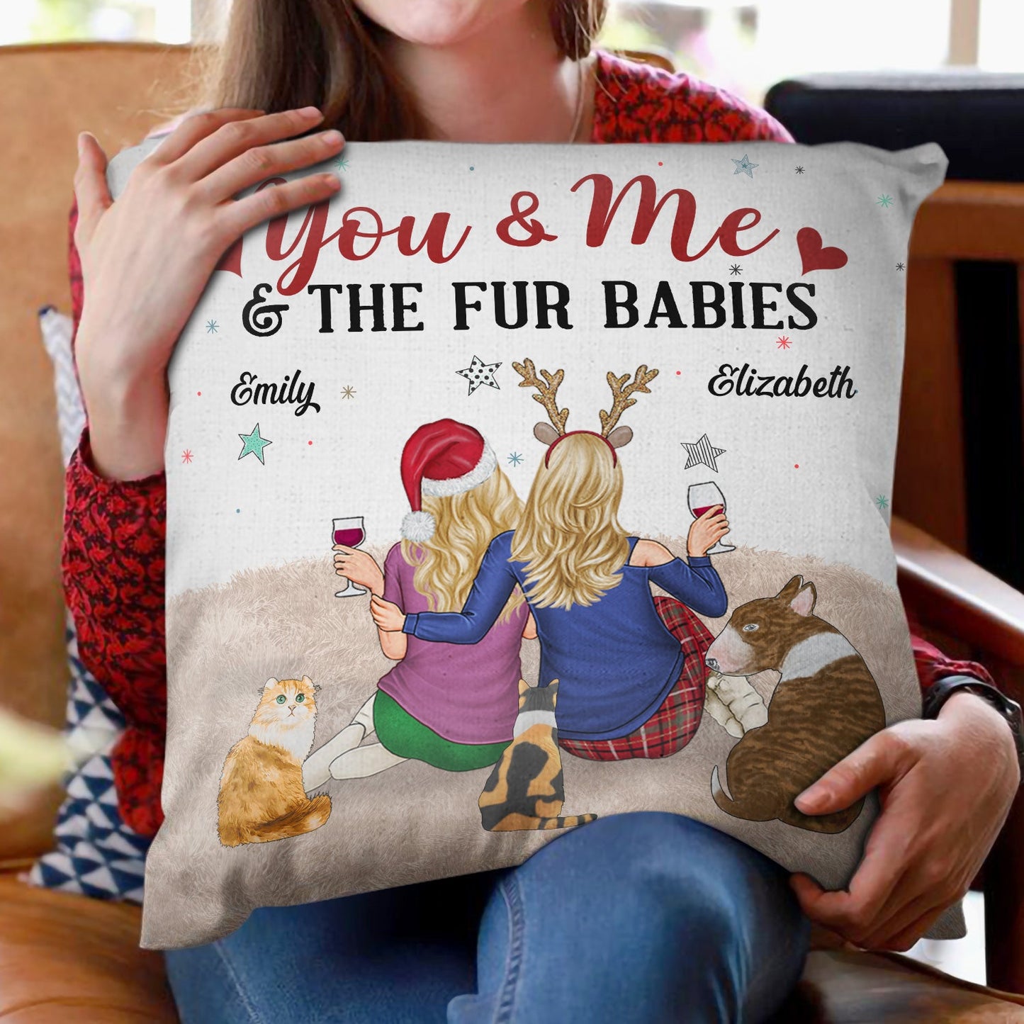 You And Me And The Dogs - Anniversary, Loving Gift For Couples, Dog Lovers, Cat Lovers, Pet Lovers - Personalized Pillow