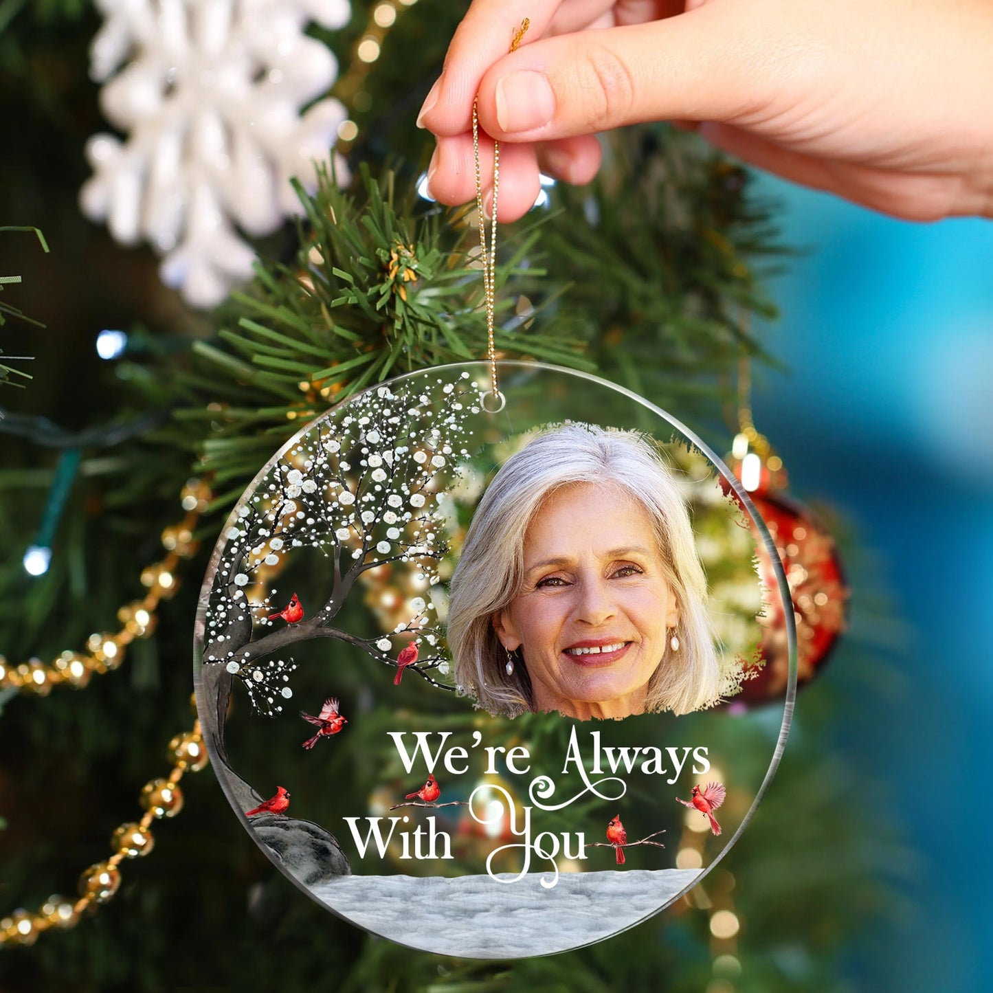 Custom Photo I'm Always With You - Memorial Gift For Family, Friends - Personalized Circle Acrylic Ornament