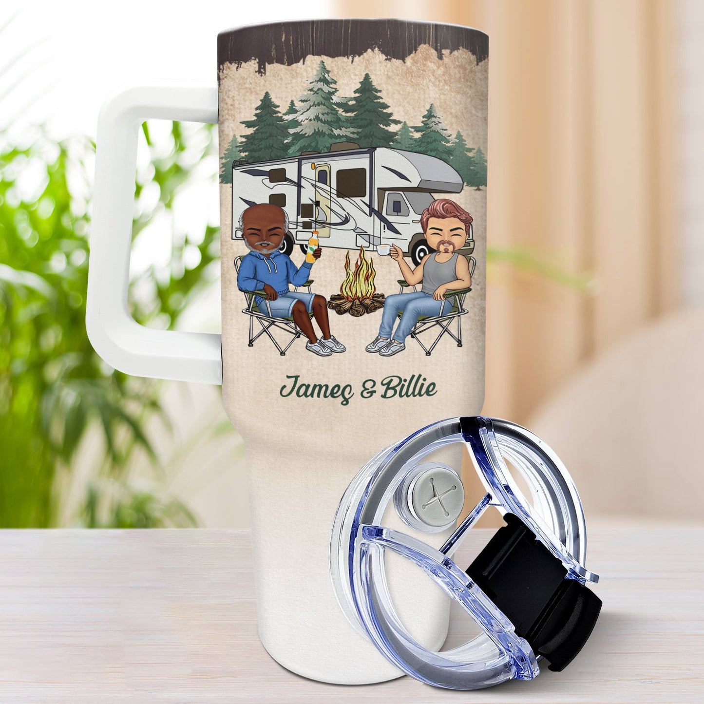 Camping Partners For Life - Gift For Couples, Husband, Wife - Personalized 40oz Tumbler With Straw