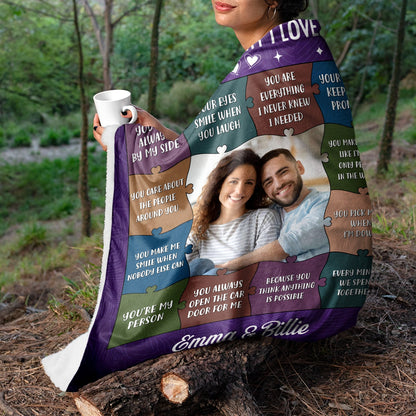Custom Photo 12 Reasons Why I Love You - Birthday, Anniversary Gift For Spouse, Husband, Wife, Couple - Personalized Fleece Blanket