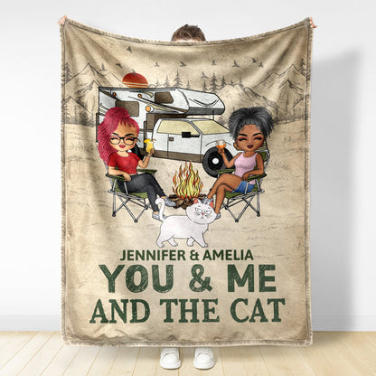 You & Me And The Dogs - Gift For Camping Lovers, Couples, Cat Lovers, Dog Lovers - Personalized Fleece Blanket