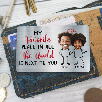 Custom Photo My Favorite Place - Gift For Couples, Husband, Wife - Personalized Aluminum Wallet Card