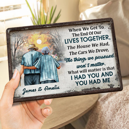 Family When We Get To The End - Gift For Old Couples, Husband, Wife - Personalized 2-Layered Wooden Plaque With Stand