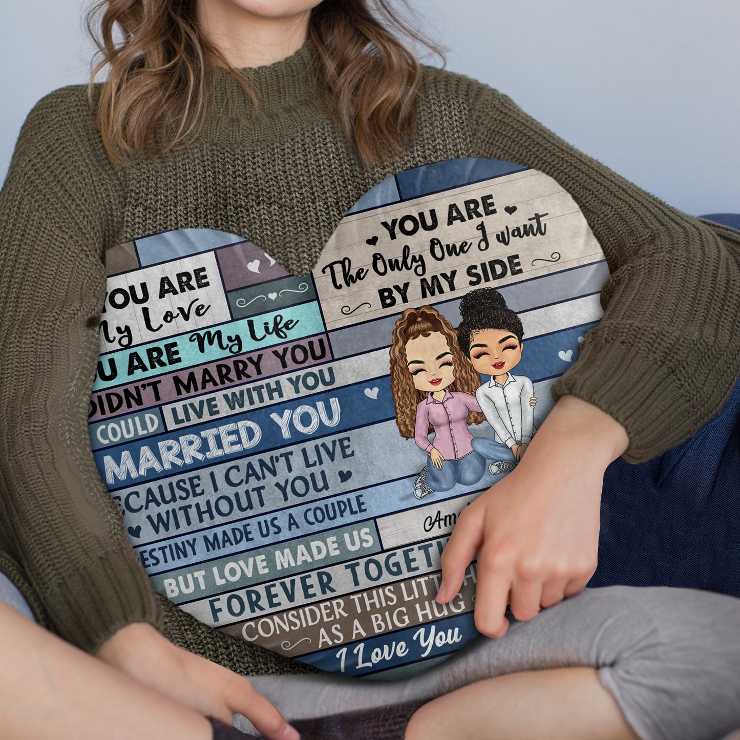 You Are My Love I Married You Because I Can't Live Without You Husband Wife - Gift For Couples - Personalized Heart Shaped Pillow