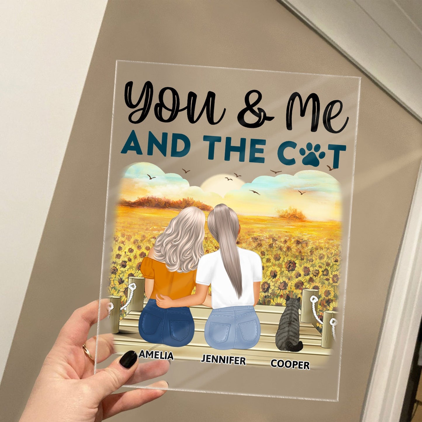 You & Me And The Fur Babies - Gift For Couples, Dog Lovers, Cat Lovers, Dog Mom, Dog Dad - Personalized Vertical Rectangle Acrylic Plaque