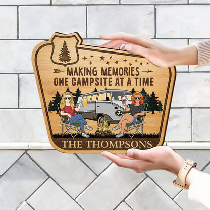 A Certified Happy Camper Area - Funny Gift For Camping Lovers, Couples - Personalized Custom Shaped Wood Sign