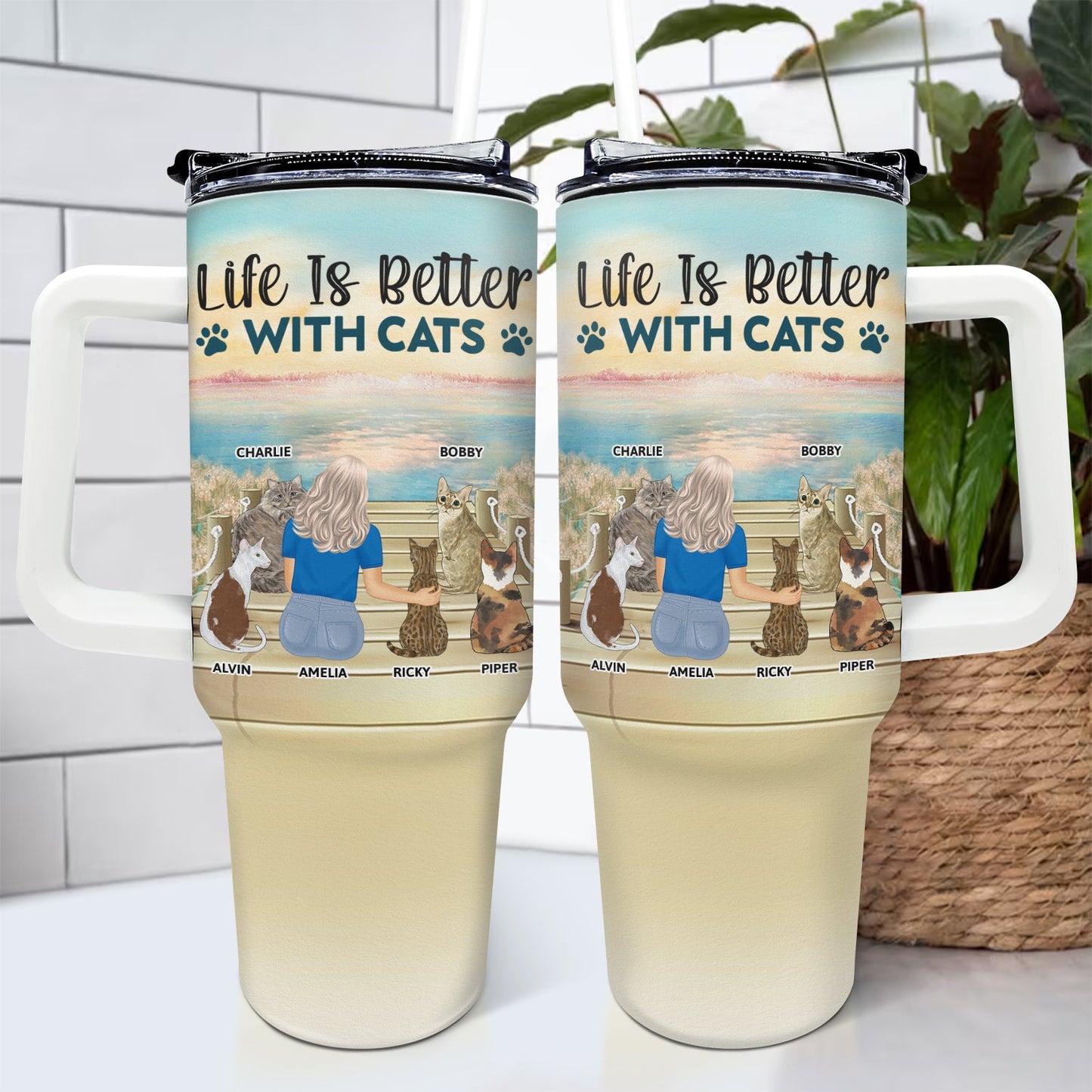 A Bond That Can't Be Broken - Gift For Cat Lovers, Cat Mom, Cat Dad - Personalized 40oz Tumbler With Straw