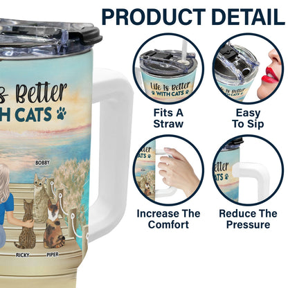 A Bond That Can't Be Broken - Gift For Cat Lovers, Cat Mom, Cat Dad - Personalized 40oz Tumbler With Straw