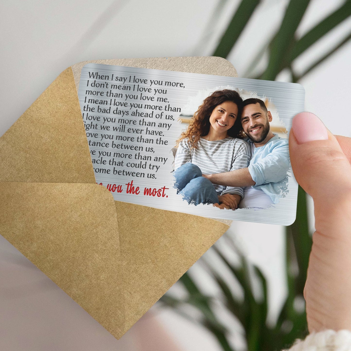 Custom Photo I Love You The Most - Gift For Couples, Husband, Wife - Personalized Aluminum Wallet Card