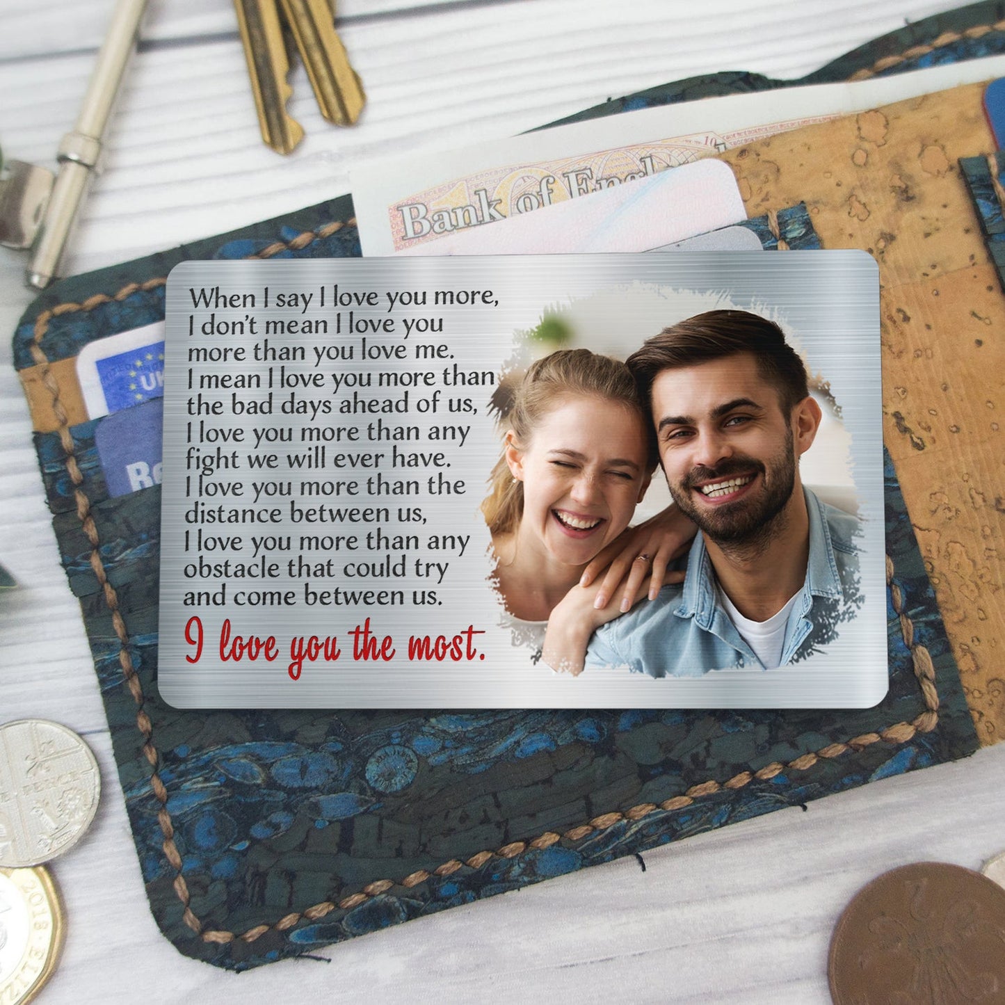 Custom Photo I Love You The Most - Gift For Couples, Husband, Wife - Personalized Aluminum Wallet Card