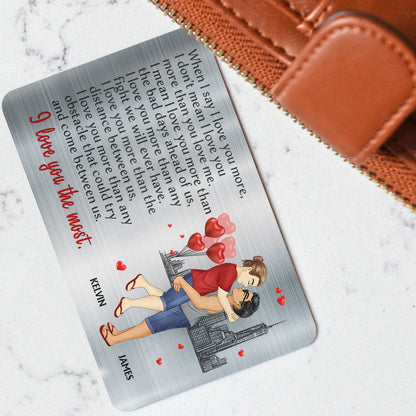 I Love You The Most Cartoon - Gift For Couples, Husband, Wife - Personalized Aluminum Wallet Card