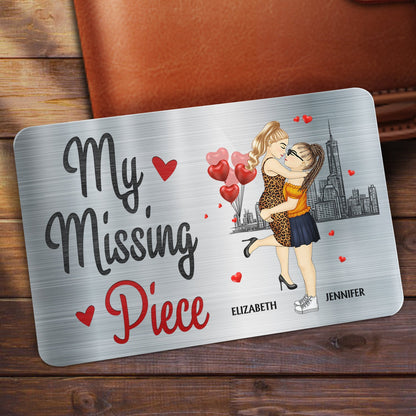 My Missing Piece Cartoon - Gift For Couples, Husband, Wife - Personalized Aluminum Wallet Card