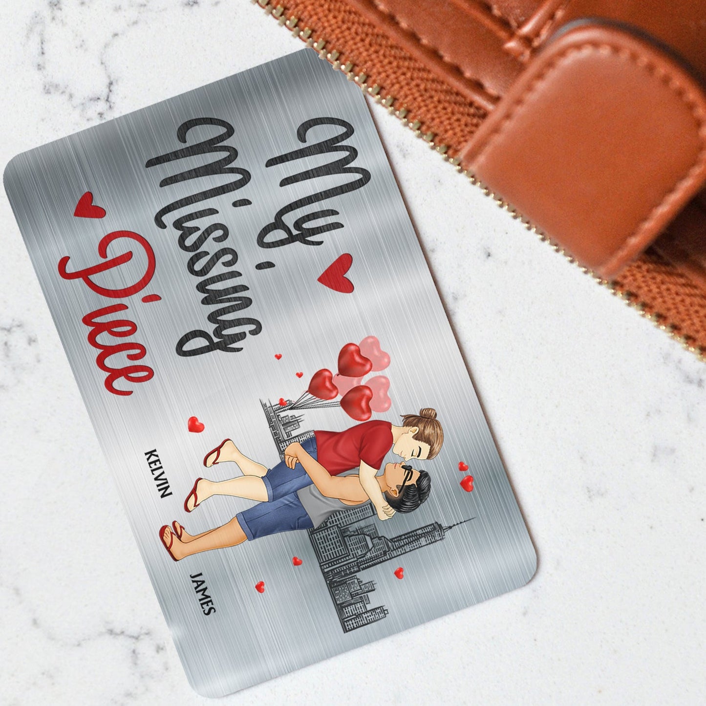 My Missing Piece Cartoon - Gift For Couples, Husband, Wife - Personalized Aluminum Wallet Card