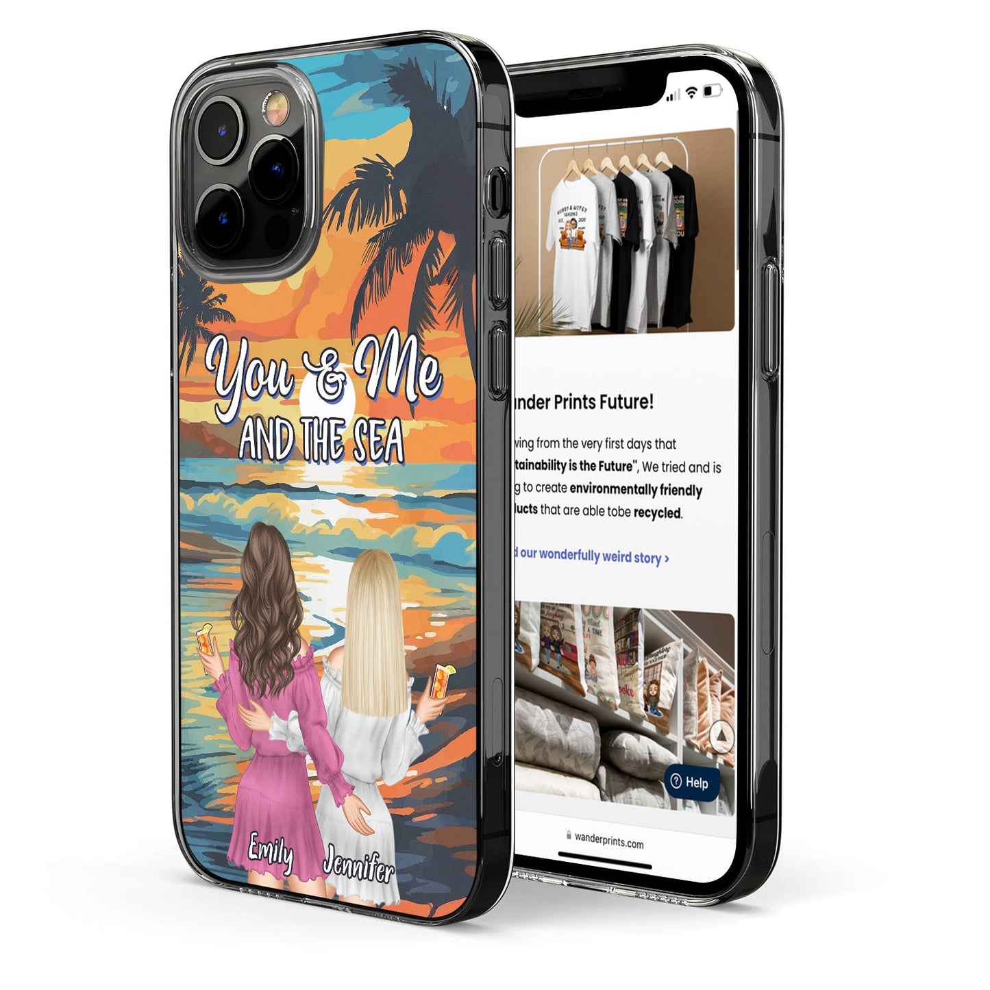 You And Me And The Sea - Anniversary, Vacation, Funny Gift For Couples, Husband, Wife - Personalized Clear Phone Case