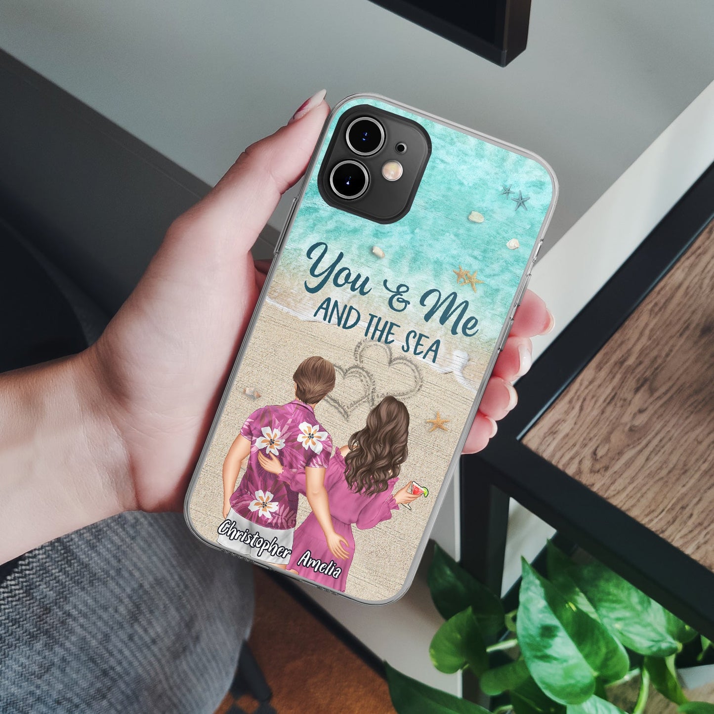 You And Me And The Sea - Anniversary, Vacation, Funny Gift For Couples, Husband, Wife - Personalized Clear Phone Case