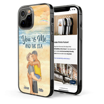 You And Me And The Sea Kissing Couple - Anniversary, Vacation, Funny Gift For Couples, Husband, Wife - Personalized Clear Phone Case