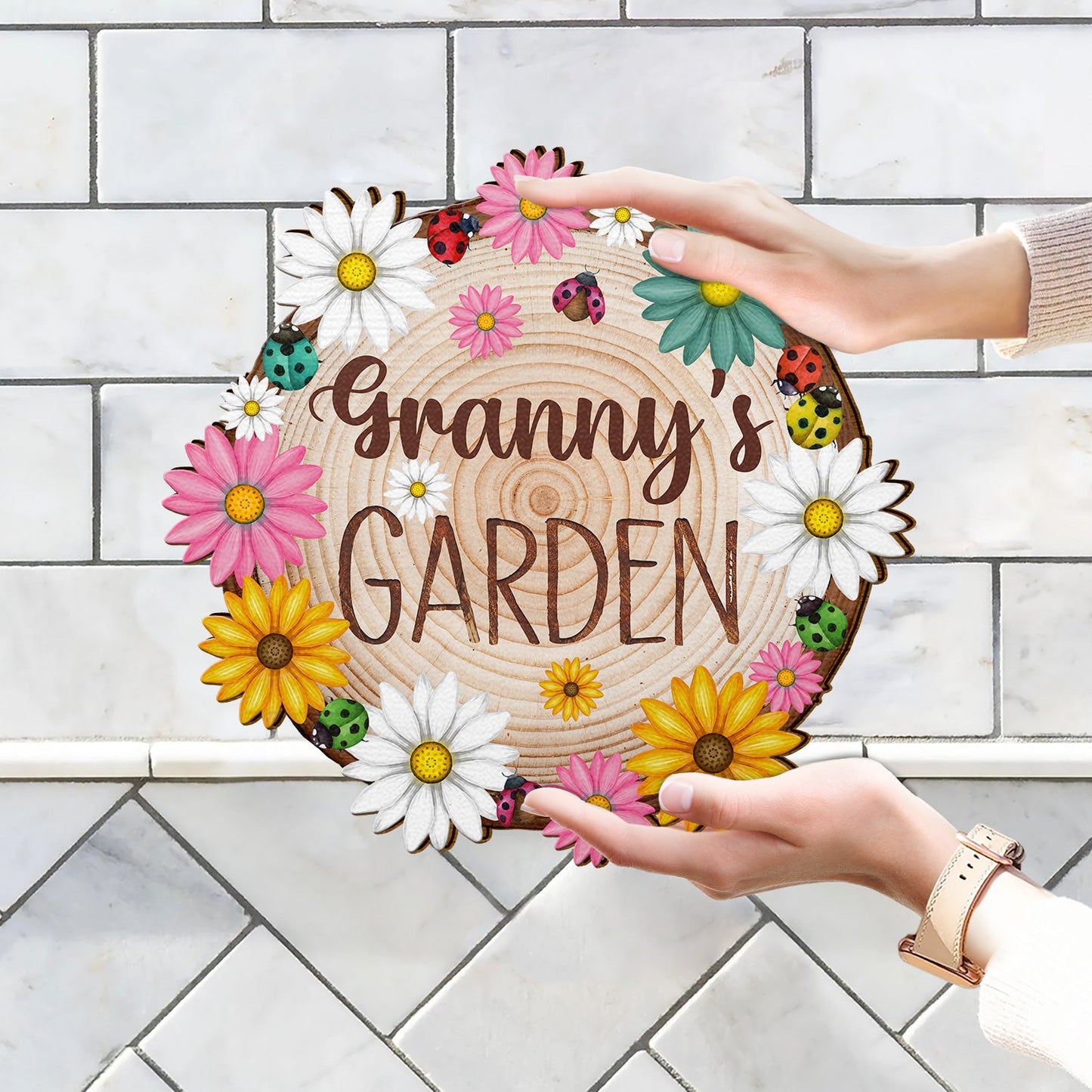 Nana's Garden - Gift For Mom, Mother, Grandma, Nana, Gardening Lovers - Personalized Custom Shaped Wood Sign