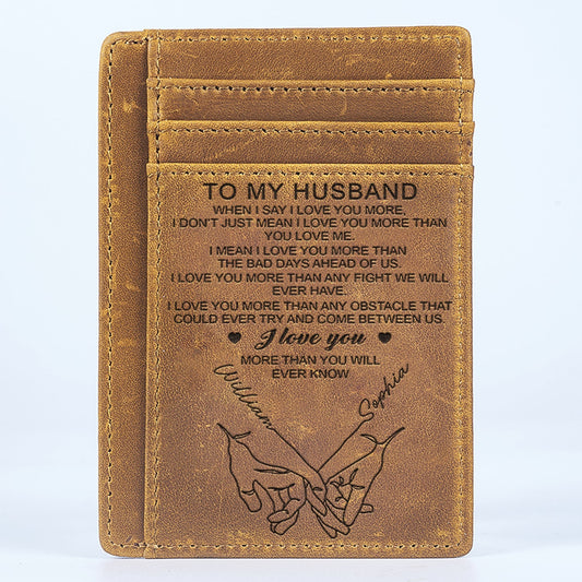 When I Say I Love You More - Gift For Couples, Husband, Wife - Personalized Card Wallet