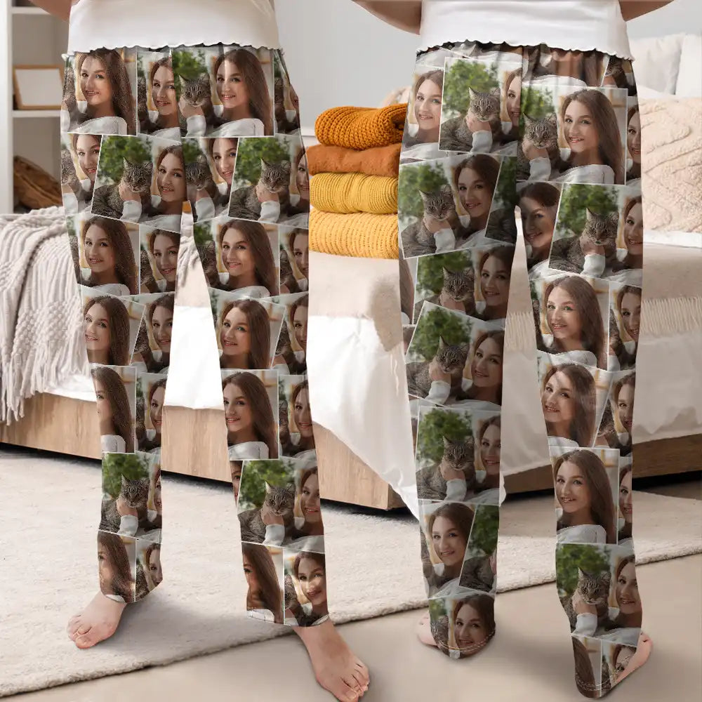 Custom Photo Family Human Pet Pictures - Personalized Pajama Pants