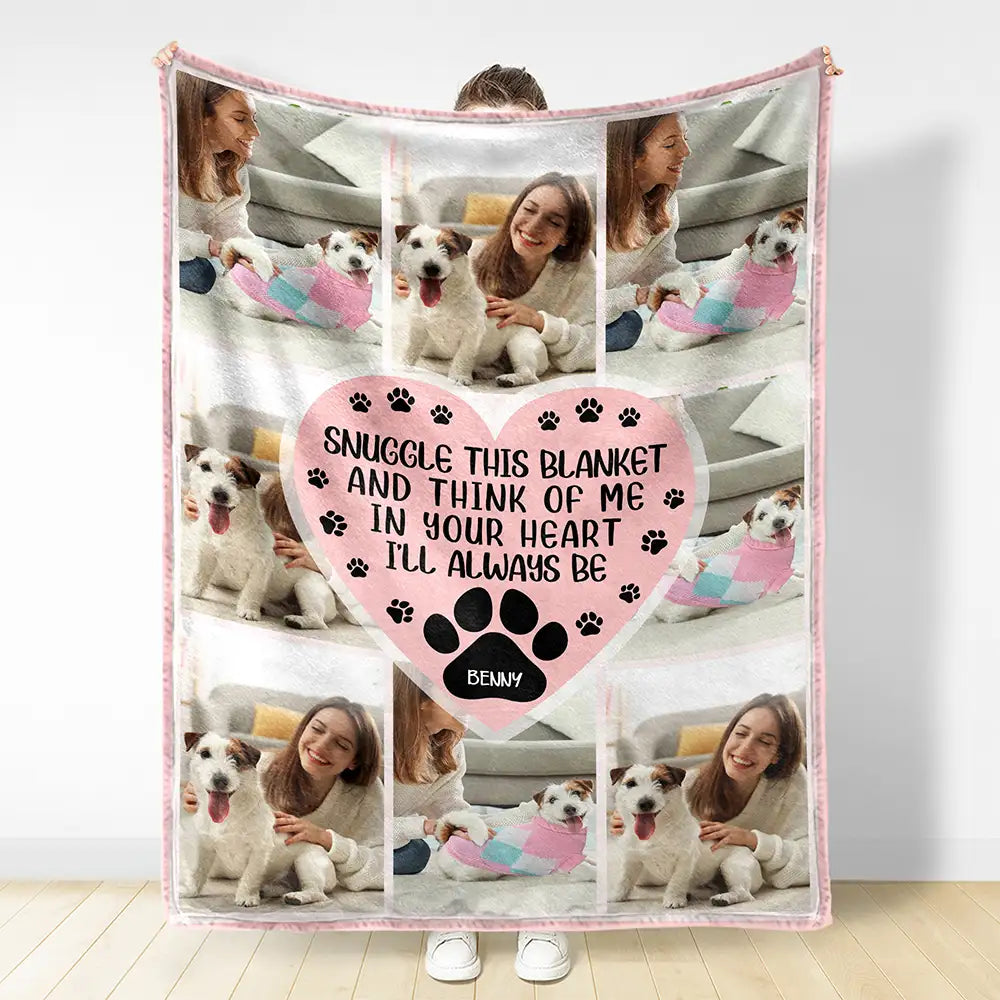 Custom Photo Snuggle This Blanket And Think Of Me - Personalized Fleece Blanket, Sherpa Blanket