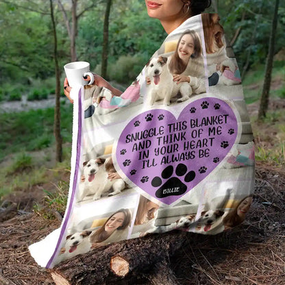 Custom Photo Snuggle This Blanket And Think Of Me - Personalized Fleece Blanket, Sherpa Blanket