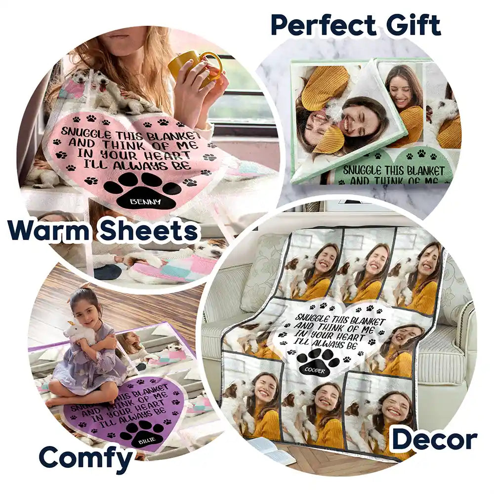 Custom Photo Snuggle This Blanket And Think Of Me - Personalized Fleece Blanket, Sherpa Blanket