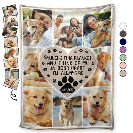 Custom Photo Snuggle This Blanket And Think Of Me - Personalized Fleece Blanket, Sherpa Blanket