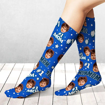 Custom Photo Kids Face #1 Dad #1 Mom - Personalized Socks
