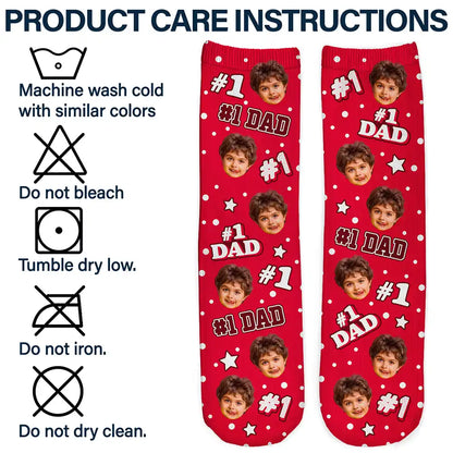 Custom Photo Kids Face #1 Dad #1 Mom - Personalized Socks
