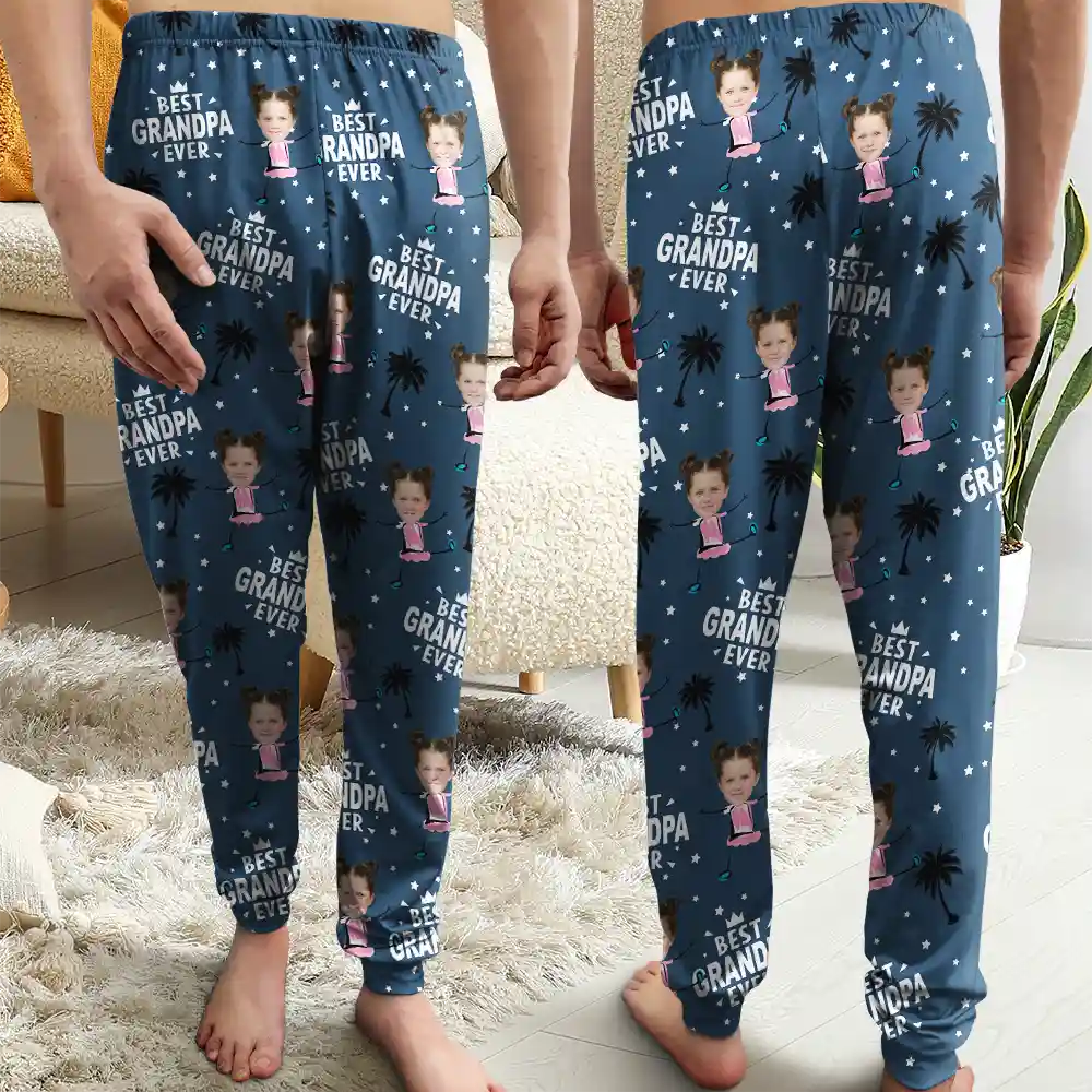 Custom Photo Best Dad Grandpa Ever - Personalized Pajama Pants