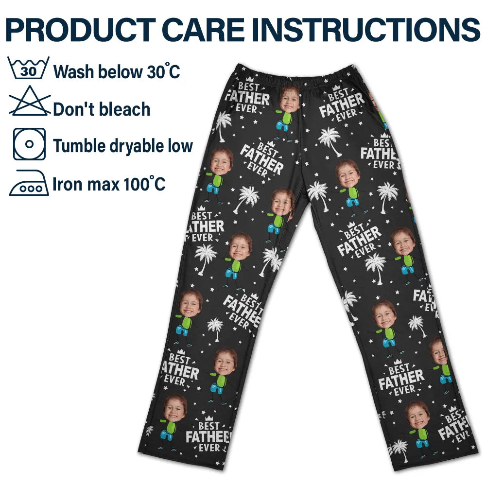 Custom Photo Best Dad Grandpa Ever - Personalized Pajama Pants