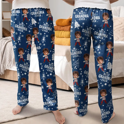 Custom Photo Best Mom Grandma Ever Pine Tree Pattern - Personalized Sweatpants