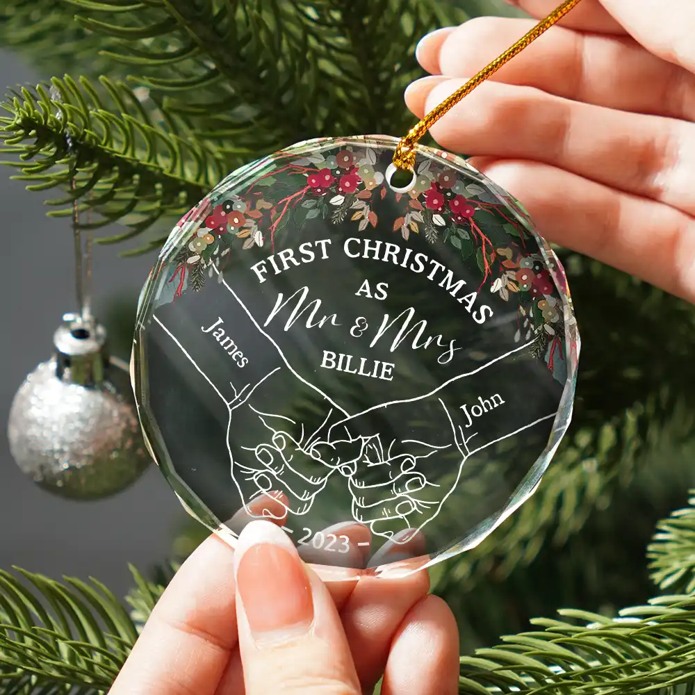 Holding Hands First Christmas Couple - Personalized Acrylic Ornament