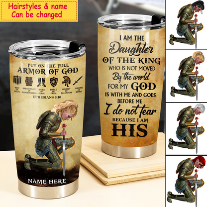 Personalized Woman Warrior of God Put On The Full Armor Of God Ephesians 6:10 Tumbler