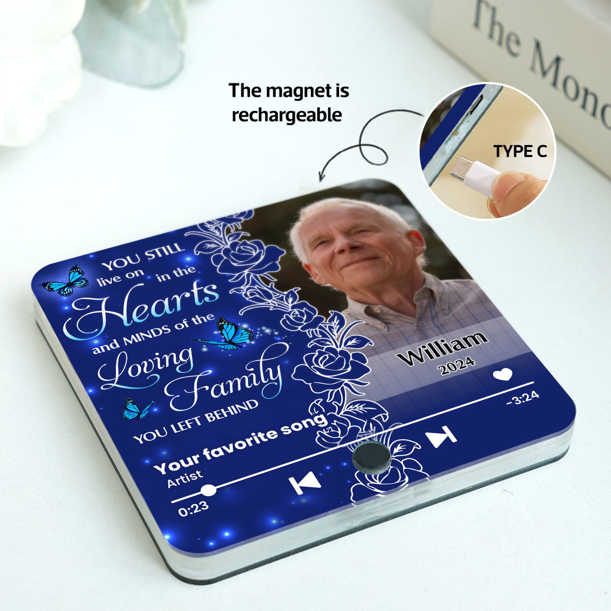 Live On In The Hearts And Minds Memorial Personalized Music Fridge Magnet, Sympathy Keepsake, Remembrance Gift