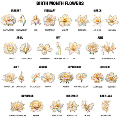 Grandma's Garden Nacre Effect Birth Flower - Personalized White Edge-to-Edge Mug