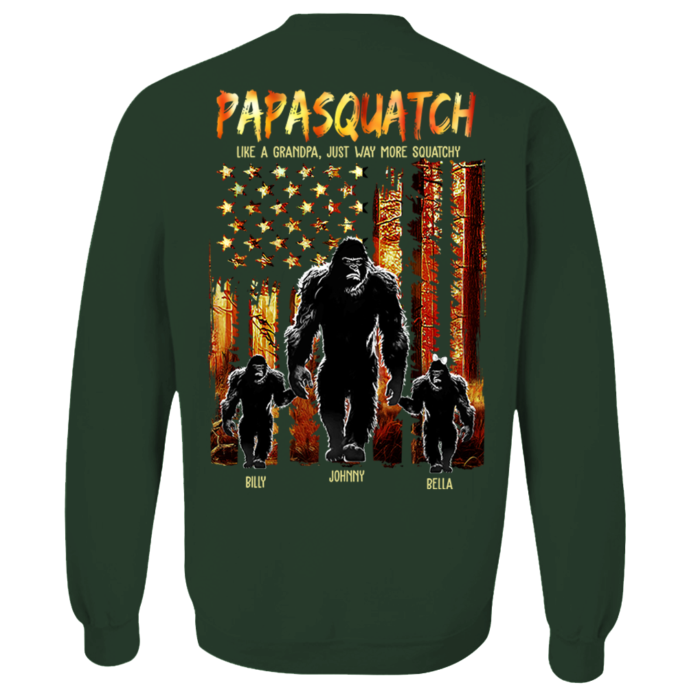 Papasquatch Like A Grandpa Just Way More Squatchy - Personalized Bigfoot Shirt Gift For Dad & Grandpa