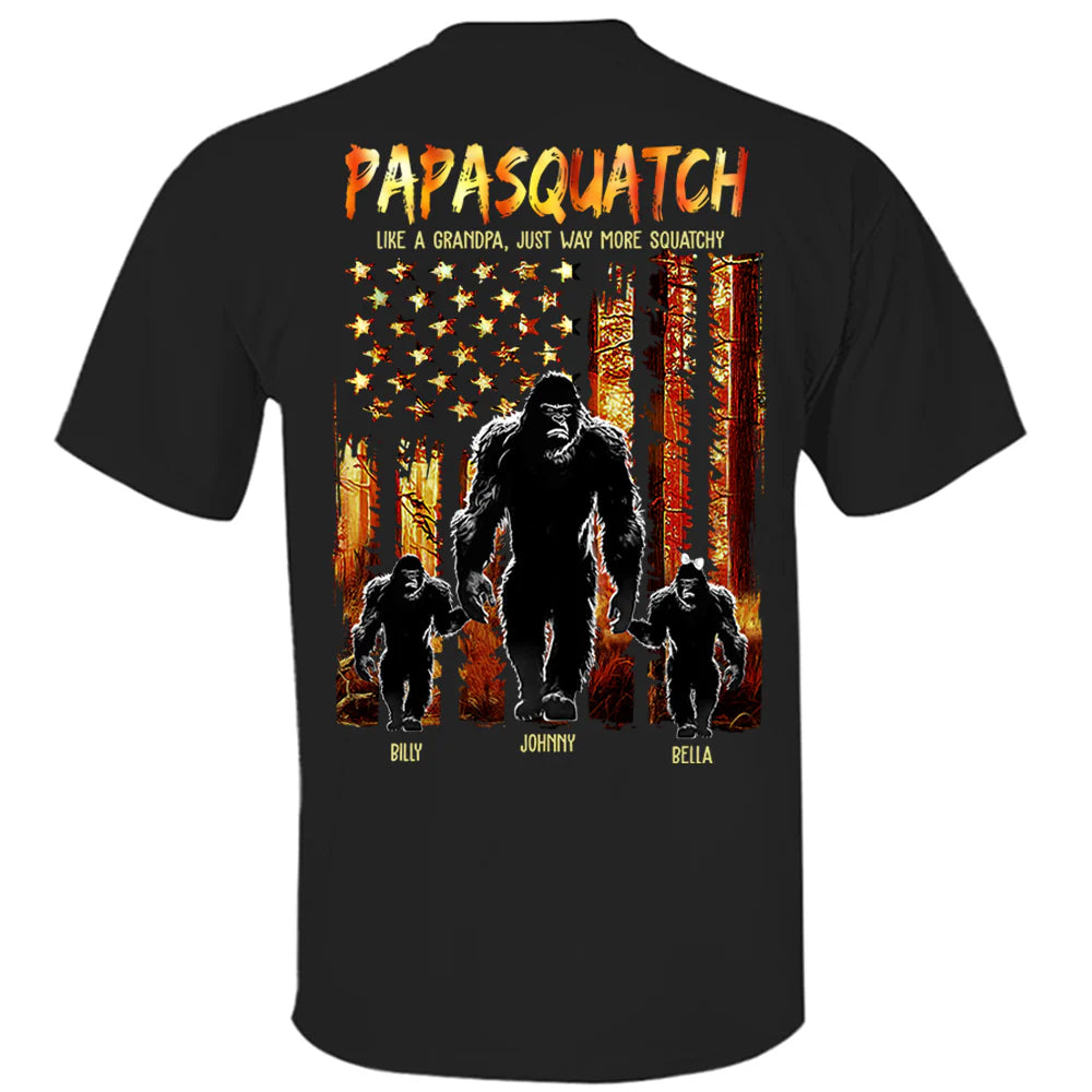 Papasquatch Like A Grandpa Just Way More Squatchy - Personalized Bigfoot Shirt Gift For Dad & Grandpa