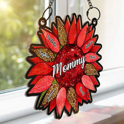 Nana Auntie Mom Family Sunflower - Personalized Window Hanging Suncatcher Ornament Hanging Suncatcher Ornament The Next Custom Gift