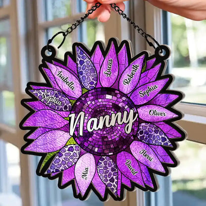 Nana Auntie Mom Family Sunflower - Personalized Window Hanging Suncatcher Ornament Hanging Suncatcher Ornament The Next Custom Gift