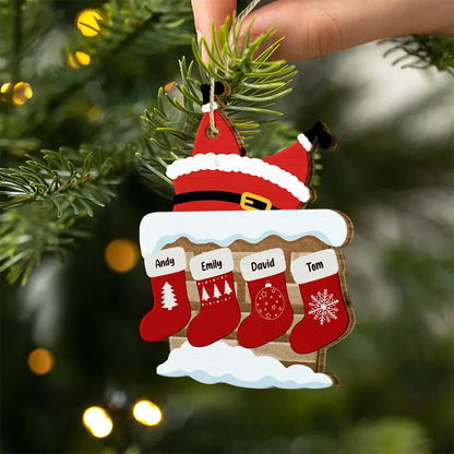 Nana Claus Papa Mama Daddy Christmas Stocking Family - Personalized Custom Shaped Wooden Ornament Ornament The Next Custom Gift