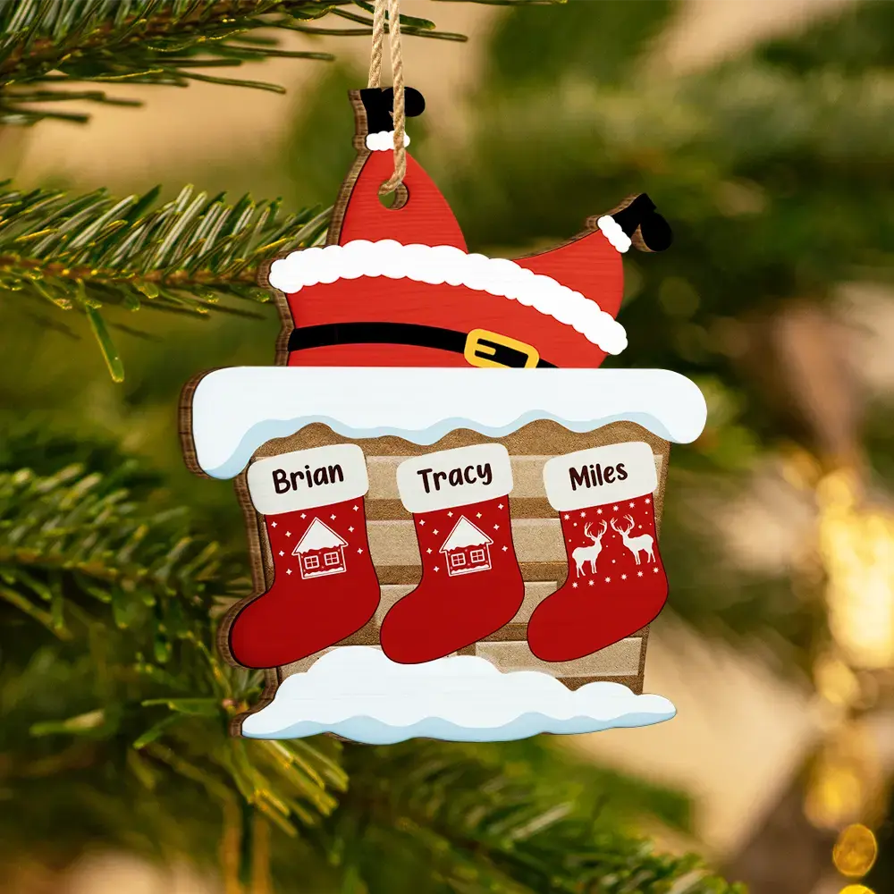 Nana Claus Papa Mama Daddy Christmas Stocking Family - Personalized Custom Shaped Wooden Ornament Ornament The Next Custom Gift