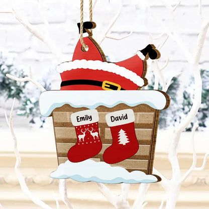 Nana Claus Papa Mama Daddy Christmas Stocking Family - Personalized Custom Shaped Wooden Ornament Ornament The Next Custom Gift