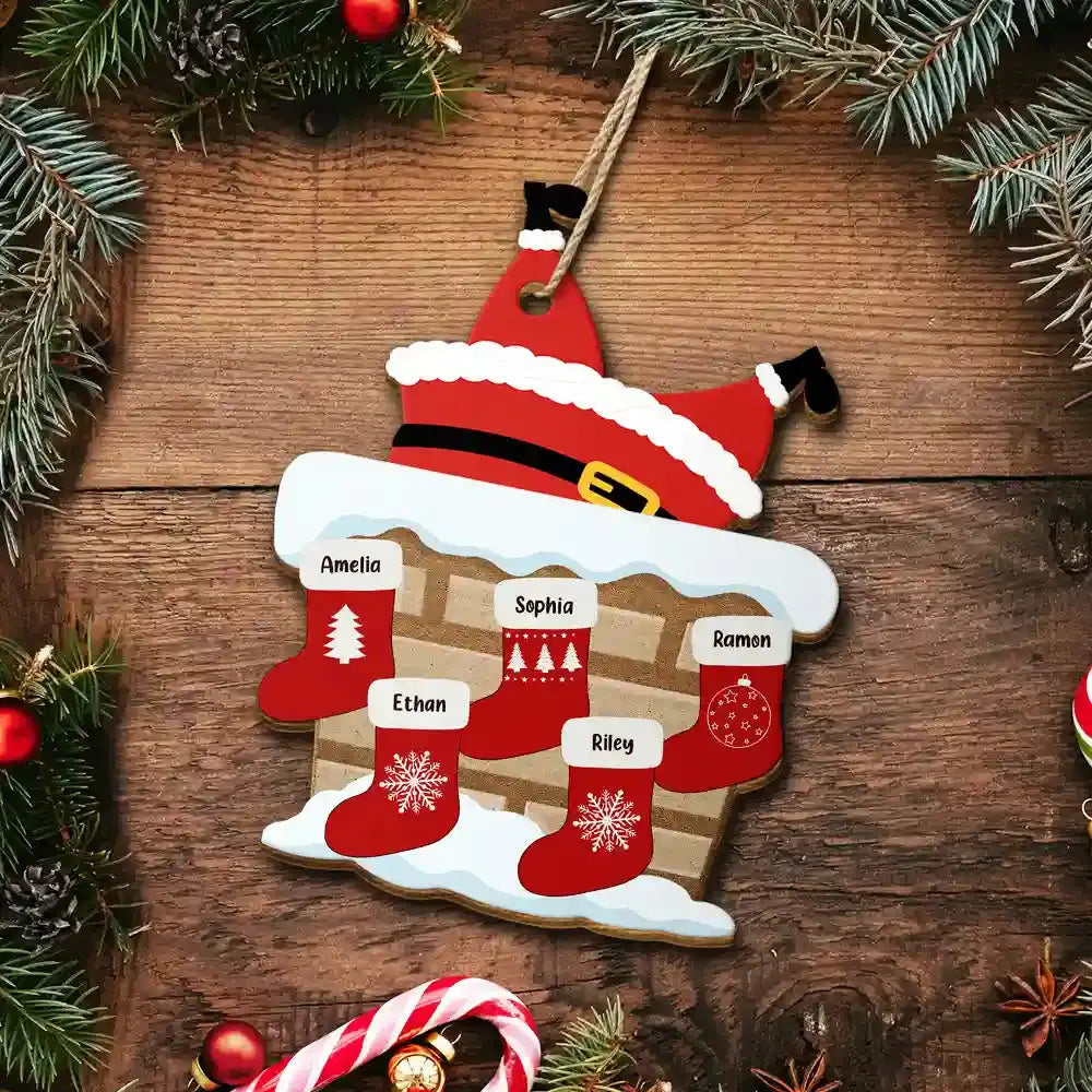 Nana Claus Papa Mama Daddy Christmas Stocking Family - Personalized Custom Shaped Wooden Ornament Ornament The Next Custom Gift