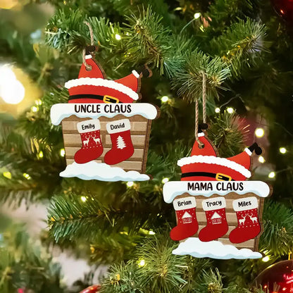 Nana Claus Papa Mama Daddy Christmas Stocking Family - Personalized Custom Shaped Wooden Ornament Ornament The Next Custom Gift