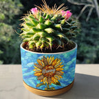 Nana Auntie Mom Family Sunflower - Personalized Ceramic Plant Pot