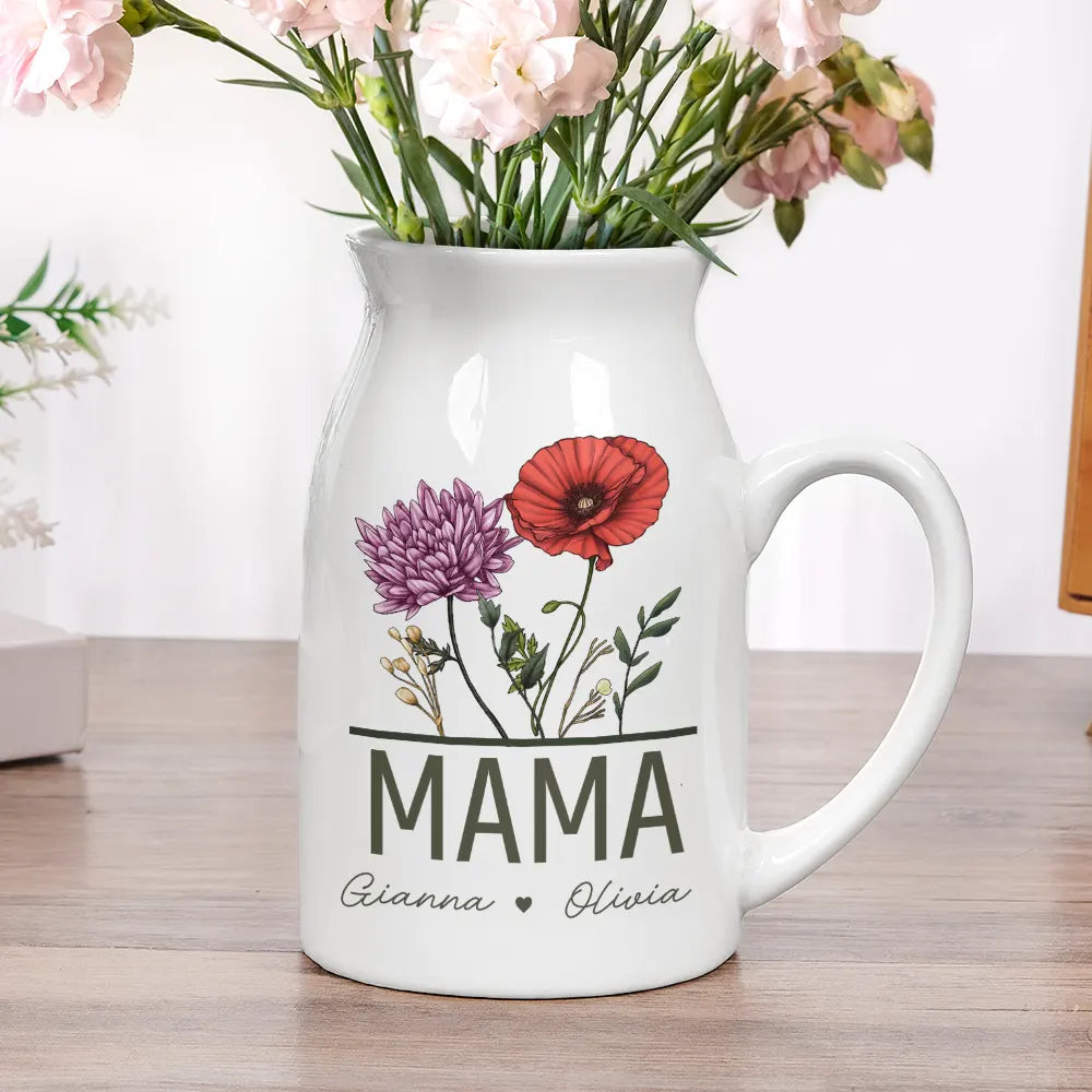 Nana Grandma Mom Birth Flowers - Personalized Ceramic Flower Vase