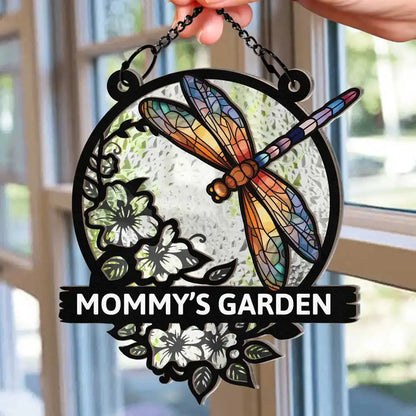 Nana's Garden Love Grows Here - Personalized Window Hanging Suncatcher Ornament Hanging Suncatcher Ornament The Next Custom Gift